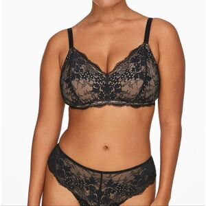 ThirdLove All Day Lace Wireless Bra 32F - 32G Black Convertible Straps